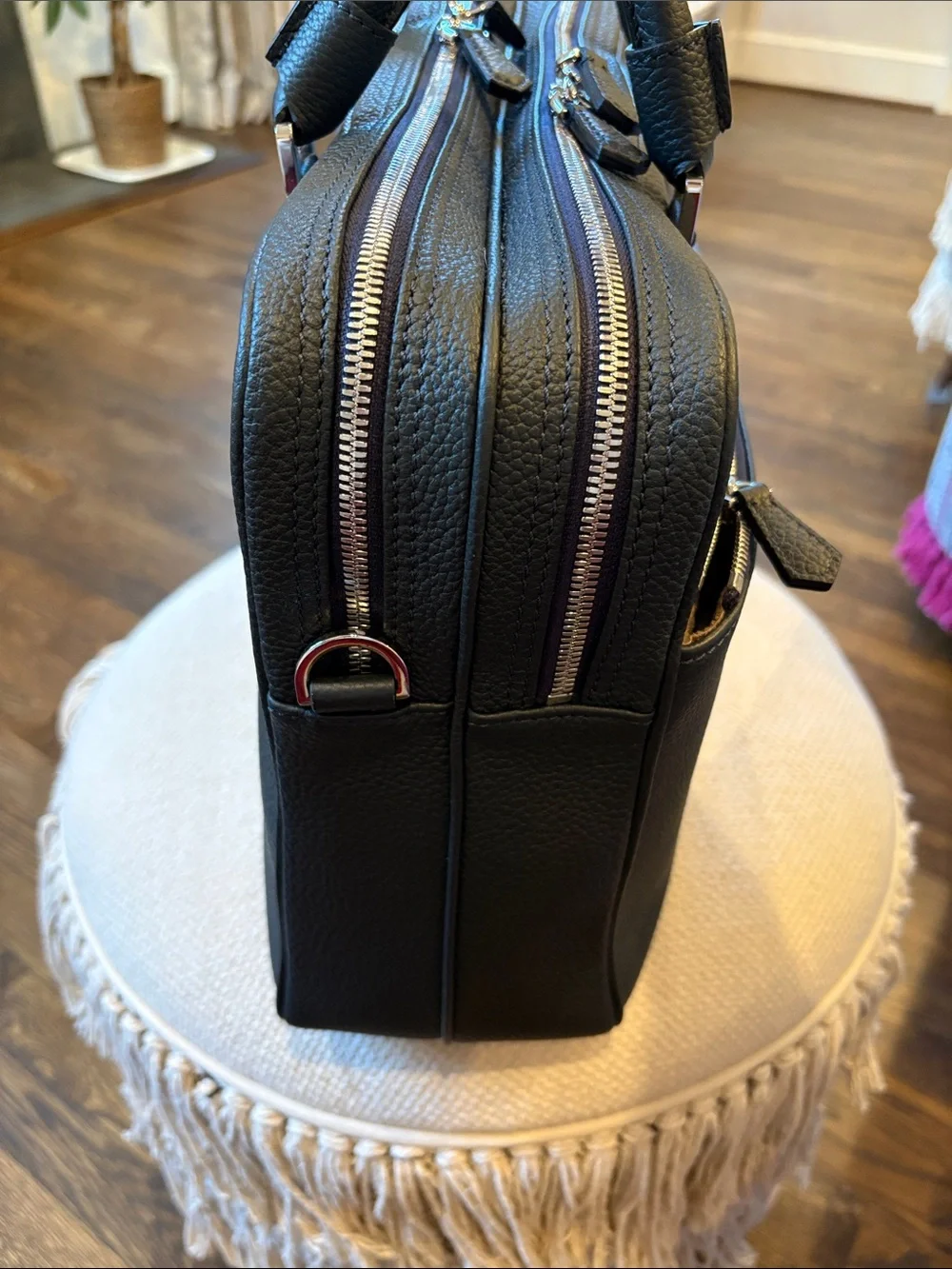 Serapian Double Briefcase in Navy Leather NWT